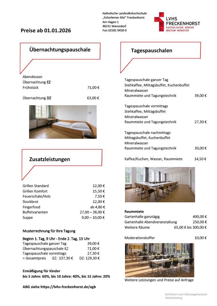 Preisliste 2026
